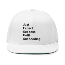 Load image into Gallery viewer, Just Expect Success Until Succeeding - Embroidered Flat Bill Cap | Motivational Hat | Adjustable Perfect for Graduations, Birthdays & Celebrations