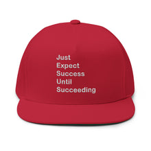 Load image into Gallery viewer, Just Expect Success Until Succeeding - Motivational Flat Bill Cap, Sports Hat, Gift for Graduates, Inspirational Gift