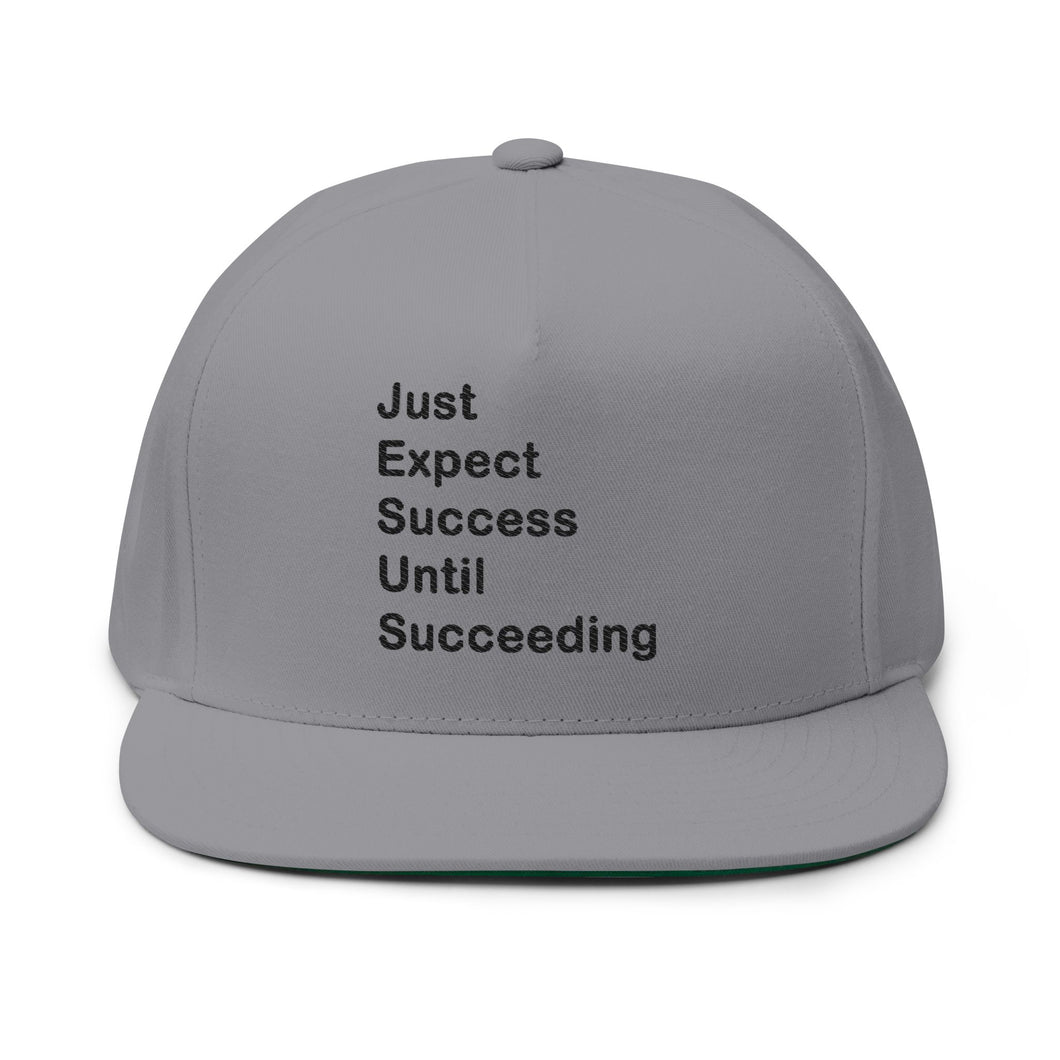 Just Expect Success Until Succeeding - Embroidered Flat Bill Cap | Motivational Hat | Adjustable Perfect for Graduations, Birthdays & Celebrations