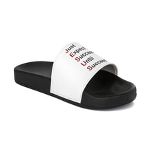 Load image into Gallery viewer, Just Expect Success Until Succeeding - Motivational Red and  Black Print Men&#39;s Slide Sandals
