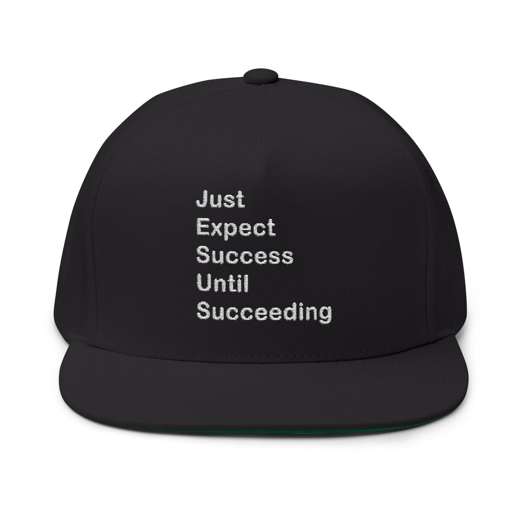 Just Expect Success Until Succeeding - Motivational Flat Bill Cap, Sports Hat, Gift for Graduates, Inspirational Gift